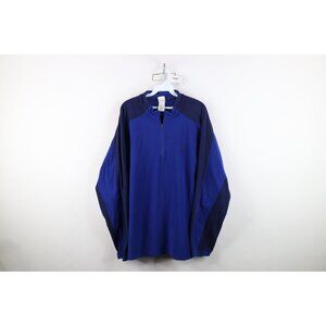 Vintage The North Face Mens XL Spell Out Half Zip Fleece Pullover Sweater Blue
